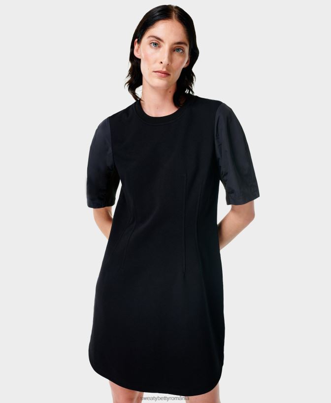 Sweaty Betty rochie avery cu maneca scurta femei negru îmbrăcăminte SV3TD1000